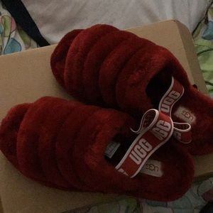 Red ugg slippers in brand new never worn condition